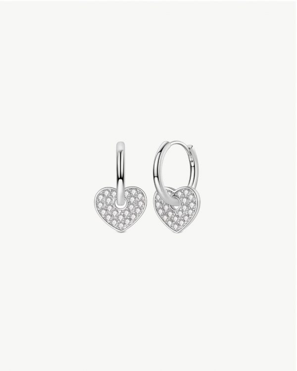 Silver 925 Zirconia Heart Earrings