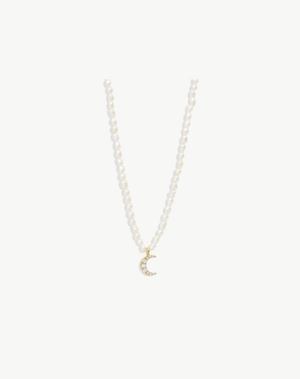 Silver 925 Pearl ''Moon'' Zirconia Necklace